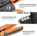 iCrimp SN-2549 Ratcheting Wire Crimping Tools for JST ZH 1.5mm, PH 2.0mm, XH 2.5mm, VH 3.96mm, JWPS 4.0mm Pitch, Dupont 2.54mm Pitch Open Barrel Terminals, AWG28-18 (0.08-1.0mm²)