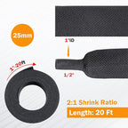2:1 Ratio Flat Heat Shrinkable Braided Sleeving,Electrical Insulating Tubing,Durable Automotive Fabric Harness Shrinking Sheath (1"-20ft)