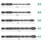 Masonry Concrete Drill Bit Set for Tile, Brick, Glass, Plastic and Wood, Tungsten Carbide Tip Work with Ceramic Tile, Wall Mirror, Paver on Concrete or Brick Wall, 10 Pcs