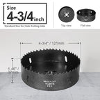 4-3/4 Inch Hole Saw with 1/2" Hex Shank Quick Change Arbor, JTemgle Bi-Metal Hole Saw Heavy Duty Hole Cutting Tool for Cornhole Boards, Recessed Lights, Wood, Plastic, Drywall & Soft Metal