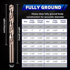 Cobalt Drill Bit Set, 29Pcs (1/16" - 1/2") M35 Fully Grounded 5% Cobalt Bits for Hardened Metals, Stainless Steel, Cast Iron and Wooden Plastics, with Metal Index Storage Box