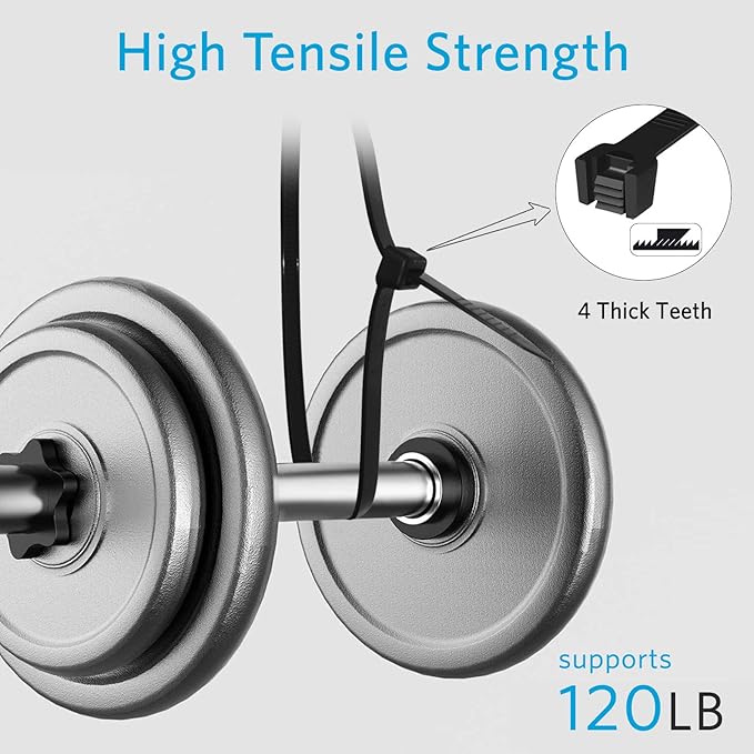 Zip Ties 12 inch Heavy Duty Zip Ties with 120 Pounds Tensile Strength, Black Cable Ties, 100 Pieces,by Karoka