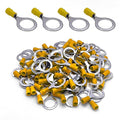 ANGSTROM 1/2" Bolt Ring Terminals, Insulated Electrical Crimp Connectors 100pcs (12-10ga Yellow)