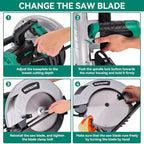 Hoteche 12-Inch Circular Saw 4-HP Compact Portable Table Saw with Saw Blade for Desktop Use