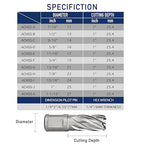 Pro Edge 11pcs Annular Cutter Set, 1" Cutting Depth, 7/16" to 1-1/16" Cutting Diameter, M2 Mag Drill Bits for Magnetic Drill Press with 2 Pilot Pin & 1 Hex Wrench, for Steel, Aluminum, Copper