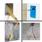 50' Fiberglass Cable Wire Running Rod Coaxial Electrical Connectable Fish Tape Pull Kit with Hook and Hole Kit in Transparent Tube, Yellow