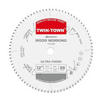 TWIN-TOWN 12-Inch 80-Tooth ATB Fine Finish Wood Cutting Circular Saw Blade, 1 Inch Arbor, Compatible with Table and Miter Saws, Premium Quality Woodworking Saw Blade