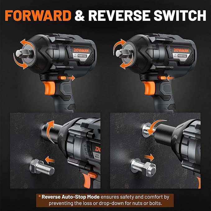 TITANCE X8 Advanced Cordless Impact Wrench, 20V Brushless 1/2'' Impact Gun, 1000 FT-LBS High Torque, 5-Mode Control, 4.0Ah Li-ion Battery Powered Wrench for Car Tires & Automotive Repair
