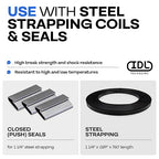IDL Packaging PRO Strapping Tool Set for 3/4" to 1 1/4" Steel Strapping – Heavy-Duty Tensioner and Sealer for Metal Banding – Packaging Strapping Tool Kit to Secure Heavy Packages