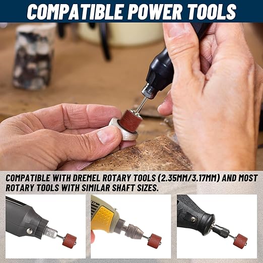 1200Pcs Sanding Drums Kit – 80/120/240 Grit Sanding Bands with 48 Drum Mandrels, 2 Self-Tightening Drill Chucks & 1 Wrench – Tool Accessories Sanding Drum Bits for Rotary Tool