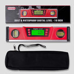 Digital Level and Protractor, 10 Inch IP54 Protected Electronic Bubble Inclinometer Angle Finder Gauge with Large LED Backlight Display & Magnetized V-Groove Base Carrying Bag Included