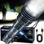 Rechargeable Flashlights High 5500.000Lumens,Super Bright LED Flashlight,Tactical Powerful Waterproof Handheld Flashlights with Zoomable 6Modes,USB Output&24H Long Life Battery for Emergency Camping