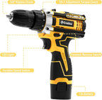 Cordless Drill Set Creddux Power Drill Cordless Sets Variable Speed, Electric Drills 18+1 Torque Setting, Built-In Led Light, Level and 2 Driver Bits Z Set-Y