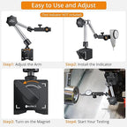 Neoteck 132lbs/60kg Max Pull Steel Magnetic Base for Digital Dial Indicator with 3/8 inch (9.52mm) Clamping Hole Adjustable Test Indicator Holder Weighs 671g Widely Used in 3D Printer and Lathe
