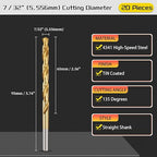 Drill Bit, 7/32" Cutting Diameter, 4341 HSS TiN Coated 135° Cutting Angle Jobber Bits - (Applications: for Drilling Soft Metal Plastic Wood), 20-Pieces