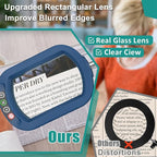 10X Rectangle Magnifying Glass with Light, 5 Color Modes Stepless Dimmable Magnifier with Stand, LED Lighted Clamp Desk Lamp with Swing Arm, Hands Free for Reading Painting Close Work - Blue