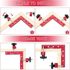 90 Degree Positioning Squares, Right Angle Clamps for Woodworking 5.5" x 5.5"(14 x 14cm), Aluminum Alloy Corner Clamps, Clamping Squares Tool for Picture Frame Box Cabinets Drawers