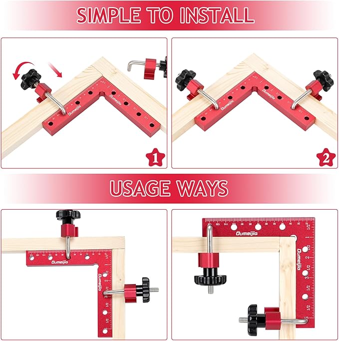 90 Degree Positioning Squares, Right Angle Clamps for Woodworking 5.5" x 5.5"(14 x 14cm), Aluminum Alloy Corner Clamps, Clamping Squares Tool for Picture Frame Box Cabinets Drawers