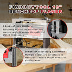 FindBuyTool 13" Benchtop Wood Thickness Planer with Helical Cutterhead, 120V 15-AMP 20000RPM Power Electric Motor Infeeding Worktable for Woodworking