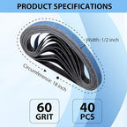 1/2 x 18 Zirconia Sanding Belts for Metal, 60 Grit 1/2x18 Inch Sander Belt for Air Belt Sander, Zirconia Metal Grinding Sand Paper for Knife Blade Sharpening, Metal Polishing, Derusting, 40Pcs