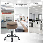 Drafting Chair with Storage, Adjustable Desk Stool with Wheels 20.67"-24.61", Coffee Brown Ergonomic Office Stool