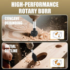 CAELUM 2 Pcs Rotary Burr Kit, 1/8" Shaft, Very Coarse - Woodworking Attachment for Dremel, Foredom, DeWalt, Milwaukee Tools, Carving Burrs for Carving Engraving in Wood, Rubber, Plastic