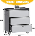 Aobabo Metal Garage Tool Storage Cabinets with Wheels, Steel Cabinet with Drawer, 3 Drawers Rolling Tools Chest Cabinet for Garage, Warehouse, Assembly Required, Black+Grey