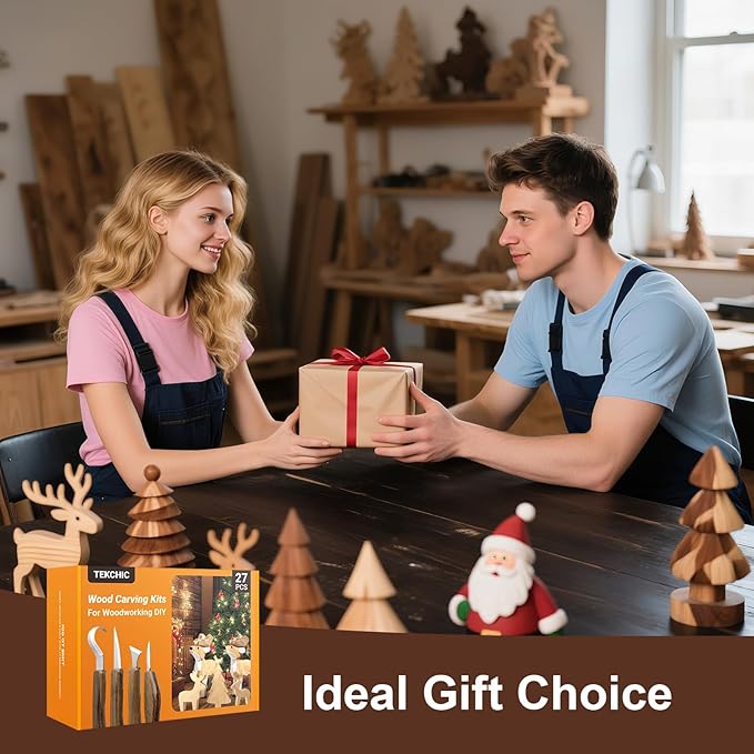 Wood Carving Kit Whittling Kit: 27pcs Wood Carving Tools Set with 4PCS Wood Carving Knives & 6PCS Detail Knive - Woodworking Tools Gift with Basswood Blocks Hobby for Beginners Adults Kids