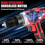 21V Power Drill Cordless Tool Kit Set, Electric Screwdriver Cordless Drill with Battery and Charger for Men Home, 3/8-Inch Keyless Chuck, Variable Speed, 24+1 Torque Setting with LED(Red)