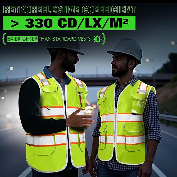 BeautyWill Custom Logo 10/20 Pack Safety Vest Class2 High Visibility Vest with Pockets Breathable Construction Vest Bulk