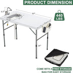 Dragosum 50" Folding Fish Cleaning Table with Foldable Sink, Outdoor Fillet Station Portable Camping Kitchen Station with Smaller Folding Volume, Larger Desktop, Fish Cleaning Kit