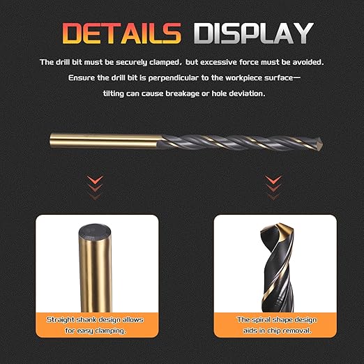 Drill Bit, 4.2mm Cutting Diameter, 4341 HSS Gold and Black 118° Cutting Angle Number Jobber Bits - (Applications: for Drilling Soft Metal Plastic Wood), 10-Pieces