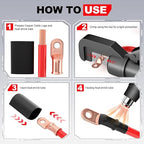 AIRIC 10 PCS UL Listed 6 AWG - 3/8" Battery Cable Lugs, Heat Shrink Ring Terminals End, Copper Cable Ends, Wiring Connector Terminal, Electrical Crimp Connectors, Wire Lug for 6 Gauge Wires