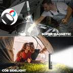 Rechargeable Flashlights High Lumens - Super Bright Small Pocket Magnetic Flashlight, 8 Modes LED Tactical Flash Light, Dual Button Powerful Flashlight for Camping (1, Pure Black)