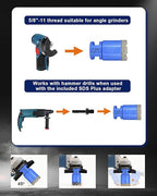 Diamond Tile Hole Saw Kit - 10Pcs 1/4'' X 2, 5/16'', 4/5'', 1-3/8'', 2'', 2-1/2'' Drill Bits, 4/5'' Finger Milling Bit, 2'' Beveling Chamfer Bit, SDS Adapter for Porcelain Tile Ceramic Granite Marble