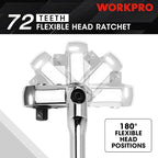 WORKPRO 2-Piece Flex Head Ratchet Set, 1/4", 3/8" Drive, 72-Tooth Ratchet with Chromium Plating Quick Release Reversible Design, 5 Degree Swing