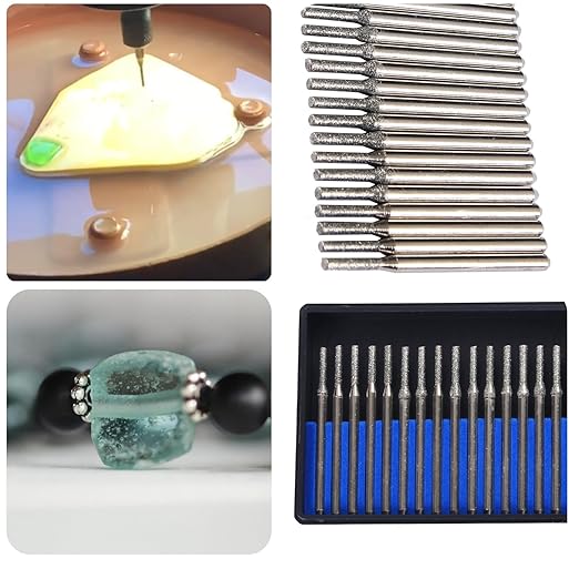Drilax 30‑Piece 2mm Diamond Drill Bit Set – 1/8″ Shank Compatible with Dremel Tools for Glass, Sea Glass, Stone & Jewelry