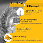 3PC Brass Coated Wire Wheel Brush Kit for Drill, Crimped Cup Brush with 1/4-Inch Shank,0.13mm Coated Brass Wire Brushes, for Fast Removal of Rust, Paint and Scale from Metal and Wood