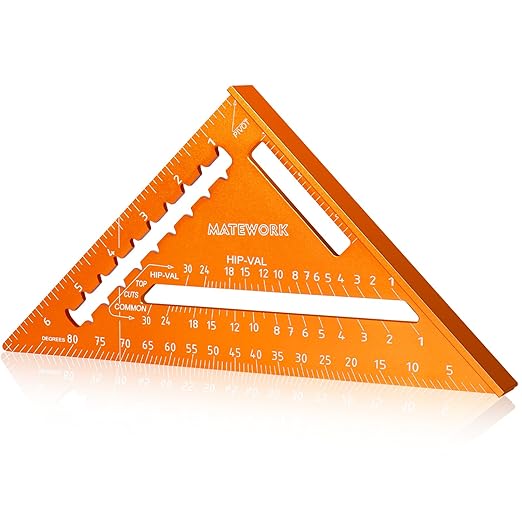 Carpenter Square 7 Inch, Rafter Square for Angle Drawing, Measuring Square Tool, Framing Square Layout Aluminum Tool for Woodworking and Carpentry