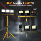 36000Lumen LED Work Lights with Stand - 3 Head Foldable Stand Work Light with 16FT Cord - IP67 Waterproof Tripod Lights for Outdoor Indoor Job Site Workshop Garage Construction Site Lighting