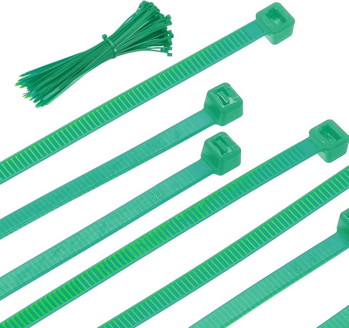 PATIKIL Cable Zip Ties 10 Inch, 100 Pcs Self-Locking Nylon Wire Tie Wraps Heavy Duty Cord Management with 50 lbs Tensile Strength for Indoor and Outdoor, Green (0.2" W)