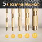 5-Piece Premium Brass Punch Set - Heavy-Duty Non-Marring Repair Tool Kit (1/4", 3/8", 1/2", 5/8", and 3/4") Replacement for 67003-MAI 045256670034 | Automotive, Industrial & DIY Use