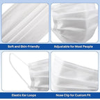 JMU Disposable Face Masks 50 Pack, 4-Ply ASTM Level 3 Medical Mask for Adults, White