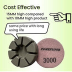 Diamond Floor Polishing Pucks for Terrazzo, Marble, Granite, Concrete Floor, 3 Inch 15mm Resin Bond Hook and Loop Polishing Pad, 3000#, 3PCS