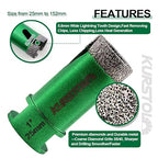 Tile Hole Saw Kit - 6pcs Diamond Core Drill Bits 25/35/50/65/75/102mm+1pc 3/4" Finger Milling Bit+1pc 4-1/2" Cutting Grinding disc 5/8-11" Thread for Porcelain Ceramic Tile Granite Marble