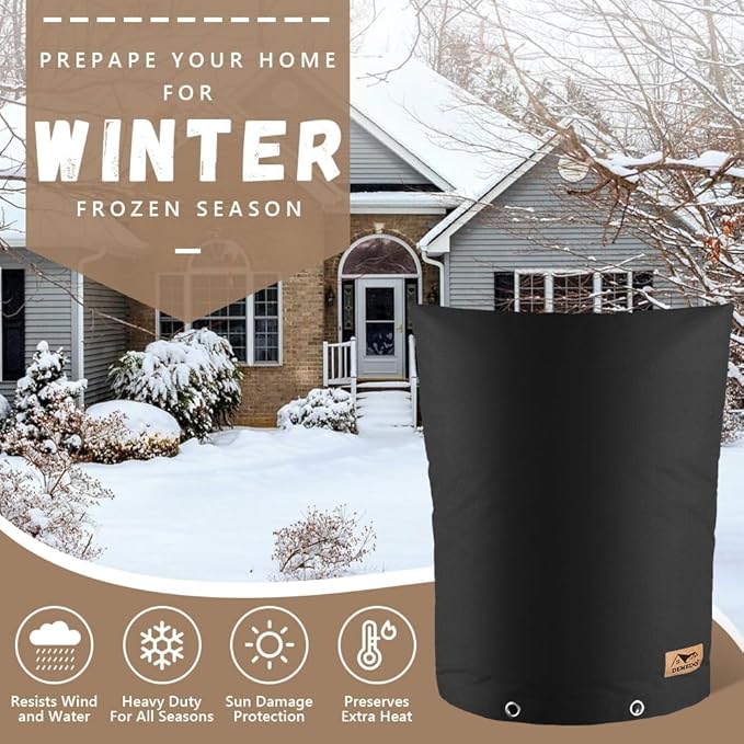 Backflow Preventer Insulation Cover - Water Pipe Insulation Sprinkler Cover for Outside - Insulated Backflow Cover Pouch for Irrigation Back Flow Valve in Winter or Sun Exposure (24"W x 36"H, BLACK)