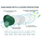 HUHETA KN95 Face Masks Individually Wrapped 60 Packs, 5-Ply Breathable Protective Disposable KN95 Mask for Adults, Multicolor