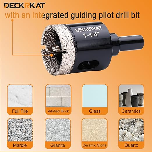 1-1/4 Inch Diamond Hole-Saw Bits with Pilot Drill Bit - 2pc 1-1/4" Diamond Tipped Tile Hole Saws with Guiding Bit Accurate Drilling for Porcelain Tile Ceramic Pottery Granite Stone Glass Bottles 32mm