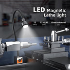 Magnetic Work Light,Three-ColorTemperature,1320Lumen 120v FlexibleGooseneck Work Light withAdjustable Focus and Magnetic Base for Lathe CNC MillingDrill Press SewingMachine Industrial Light