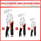 Locking Pliers Set, 6-Piece Vice Grips Pliers Set Long Nose 6-1/2”, 9-1/2” Curved Jaw 5” 7” 10” C-Clamp 6” Adjustable Screw